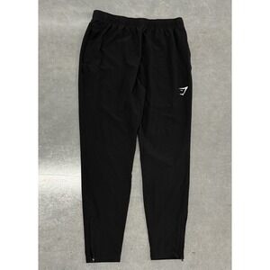 Gymshark Black Tapered Joggers Men's M‎ Athletic Training Pants Ankle Zip